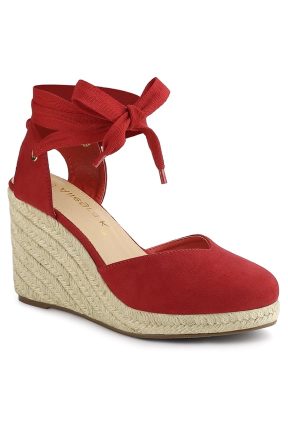 Women's Shoes Espadrille Wedge High Heel Round Toe Sandals Red 9