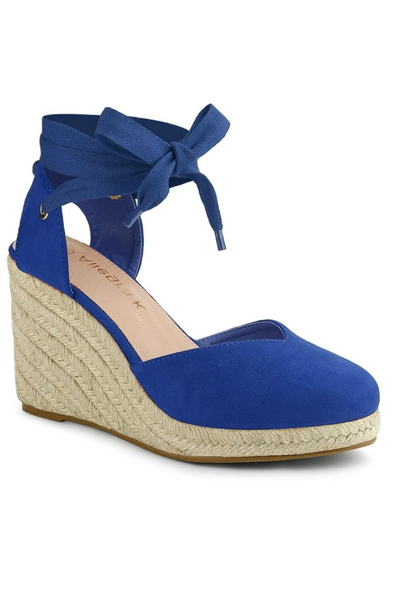 Women's Shoes Espadrille Wedge High Heel Round Toe Sandals Royal Blue 6