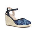 thumbnail image 1 of BLISSFUL STEP Women's Espadrille Platform Closed Toe Lace Wedge Heel Sandals Navy Blue 9, 1 of 6