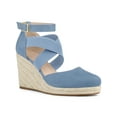 thumbnail image 1 of BLISSFUL STEP Women's Espadrilles Wedge Sandals Platform Close Toe Cross Strap Sandal Haze Blue 9, 1 of 7