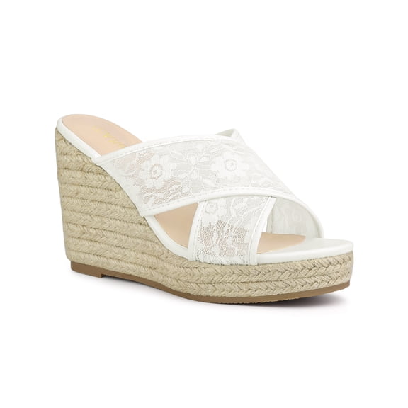 BLISSFUL STEP Women's Espadrille Platform Slide Wedge Sandals