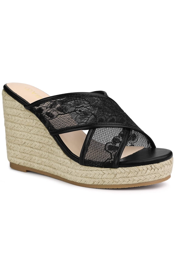 Women's Espadrille Platform Slide Wedge Sandals