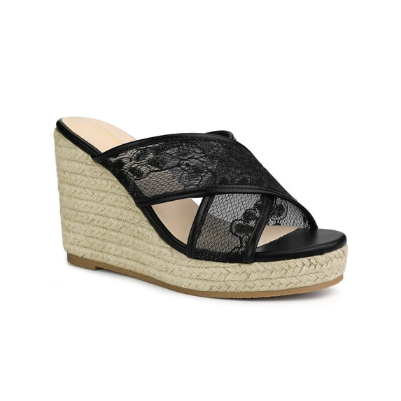 BLISSFUL STEP Women's Espadrille Platform Slide Wedge Sandals