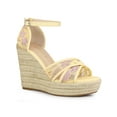 thumbnail image 1 of BLISSFUL STEP Women's Espadrille Wedge Heel Wedge Sandals Yellow Purple 7, 1 of 7