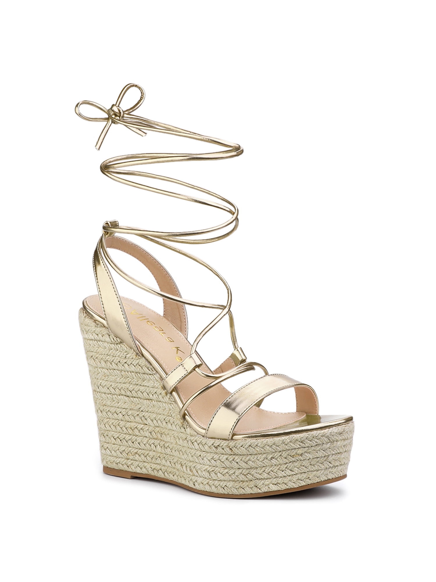 BLISSFUL STEP Women's Espadrilles Platform Wedges Heeled Lace Up