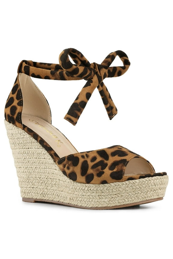 Women's Espadrilles Tie Up Ankle Strap Sandals Leopard (Size 9)