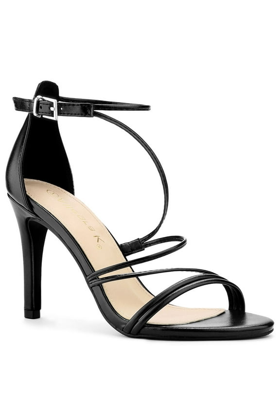 Women's Shoes Strappy Stiletto Heels Ankle Strap Open Toe Party Dress Sandals Black 6