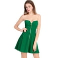 thumbnail image 1 of INSPIRE CHIC Women's Dress Exposed Zipper Front Strapless Prom Mini A-Line Tube Top Dress L Green, 1 of 8