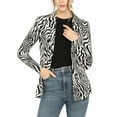thumbnail image 1 of INSPIRE CHIC Women's Sweater Shawl Collar Long Sleeves Zebras Leopard Print Open Front Cardigan S White, 1 of 7