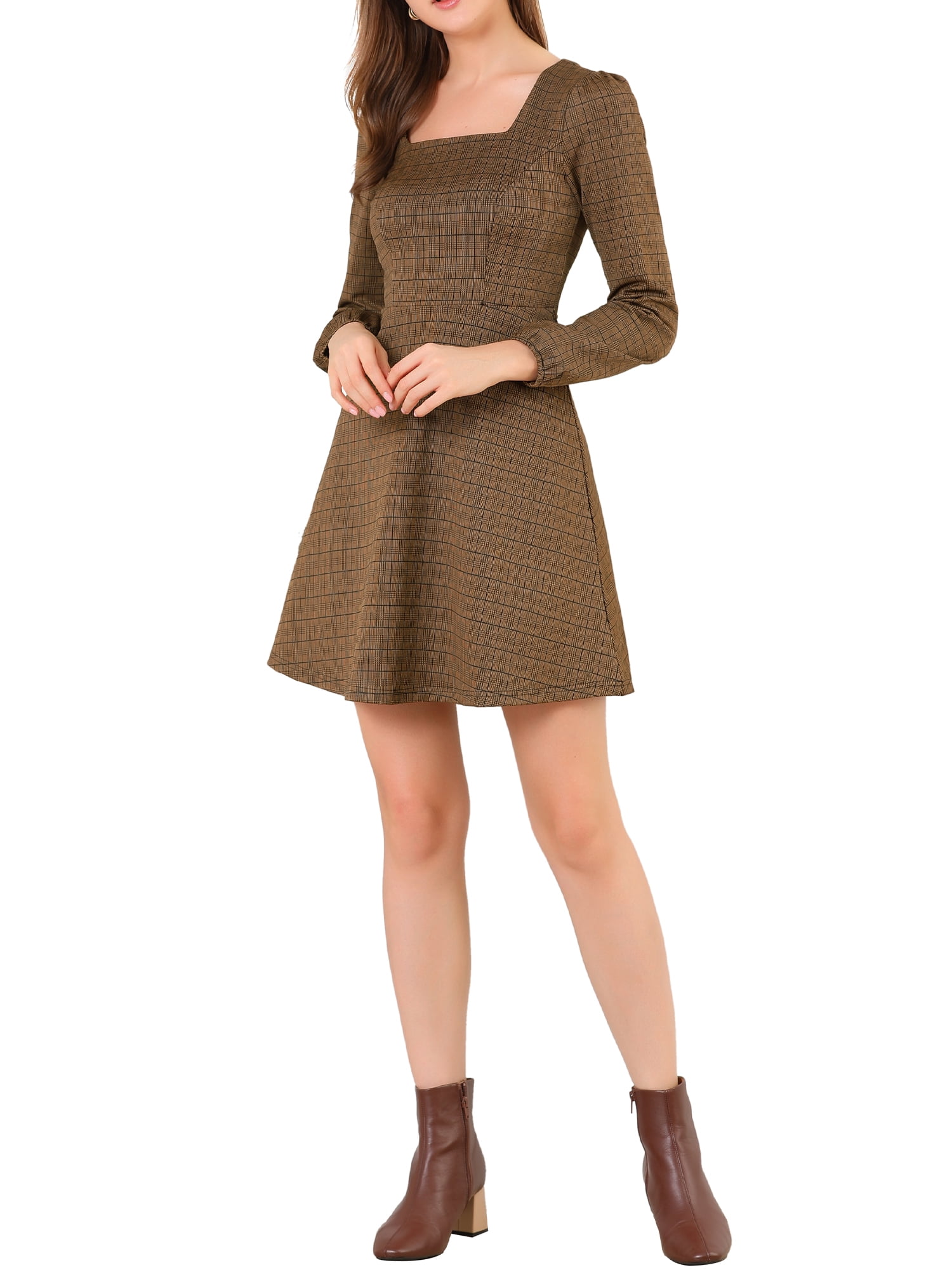 women's autumn square neck dress
