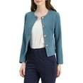 thumbnail image 1 of INSPIRE CHIC Women's Lightweight Jacket Button Vintage Fall Short Jacket with Pockets XS Blue, 1 of 8