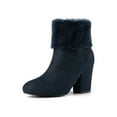 thumbnail image 1 of BLISSFUL STEP Women's Faux Fur Block Heel Round Toe Ankle Boots, 1 of 8