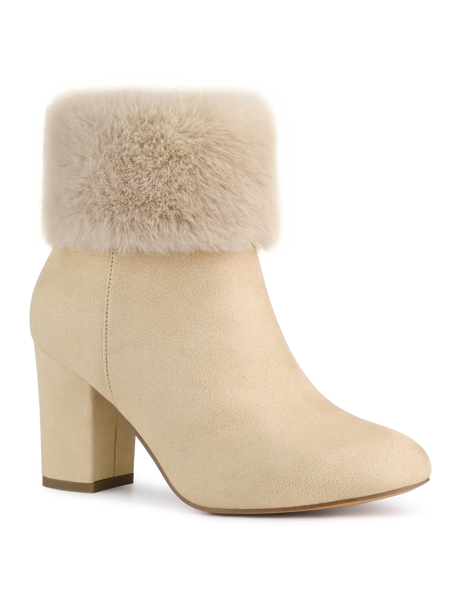 Women's Faux Fur Ankle Boots,Beige main image 1