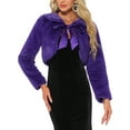 thumbnail image 1 of INSPIRE CHIC Women's Faux Fur Bolero Shrug Crop Jacket Evening Bow Tie Front Fluffy Coat L Purple, 1 of 6