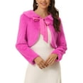 thumbnail image 1 of INSPIRE CHIC Women's Faux Fur Bolero Shrug Crop Jacket Evening Bow Tie Front Fluffy Coat M Hot Pink, 1 of 6