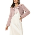 thumbnail image 1 of INSPIRE CHIC Women's Faux Fur Bolero Shrug Crop Jacket Evening Bow Tie Front Fluffy Coat XS Dusty Pink, 1 of 6