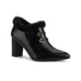 thumbnail image 1 of BLISSFUL STEP Women's Faux Fur Buckle Block Heel Ankle Boot Black 9, 1 of 7