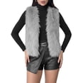 thumbnail image 1 of INSPIRE CHIC Women's Faux Fur Vest Sleeveless Open Front Cardigan Fuzzy Coat Winter Soft Waistcoat Jacket Outwear Small Gray, 1 of 6