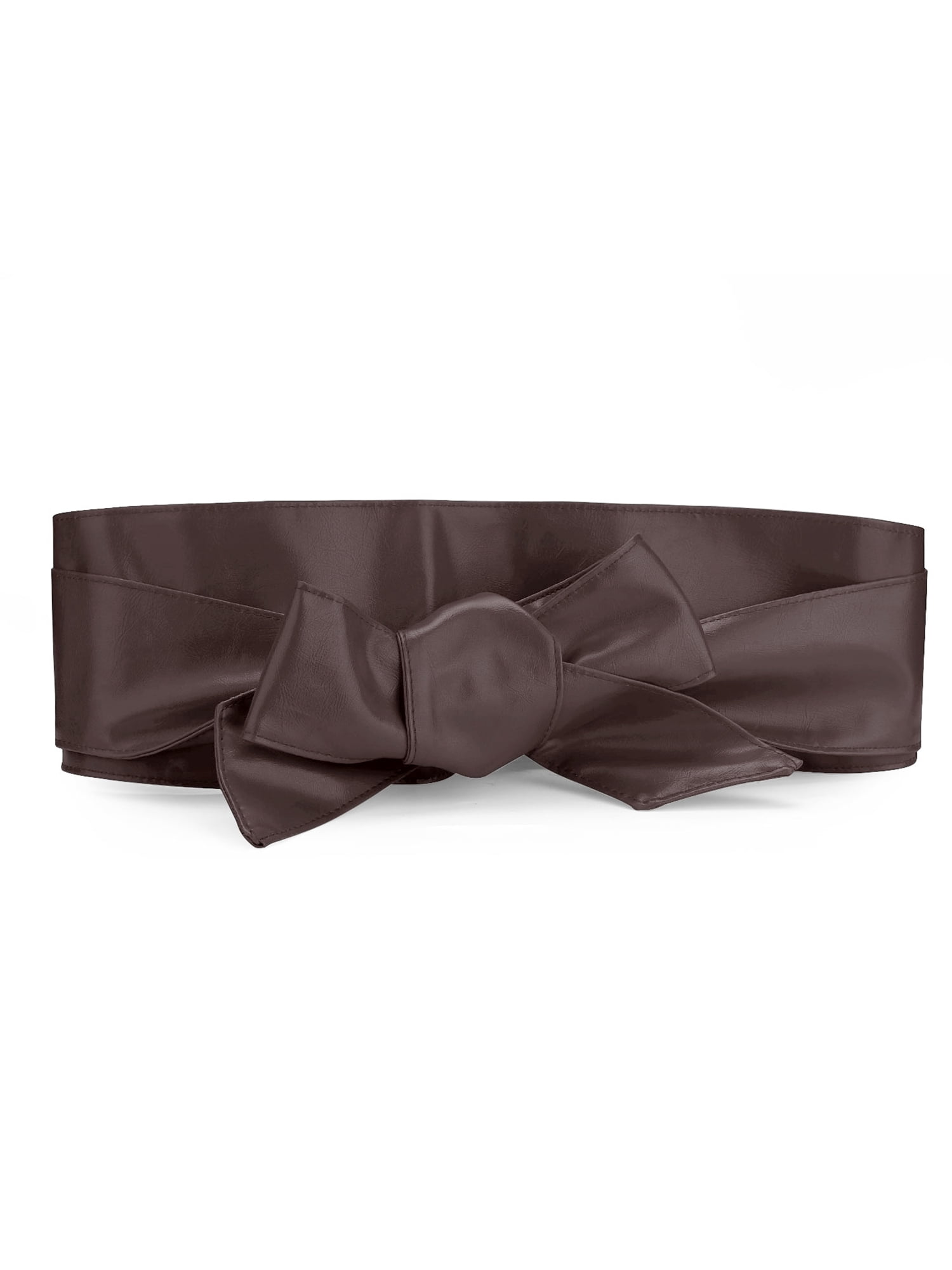 INSPIRE CHICLadies Faux Leather Self Tie Bowknot Wide Waist 