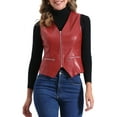 thumbnail image 1 of INSPIRE CHIC Women's Faux Leather Waistcoat V Neck Sleeveless Zipper Vintage Vest Jacket XL Red, 1 of 5