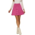 thumbnail image 1 of INSPIRE CHIC Women's Faux Suede Button Front A-Line High Waisted Mini Short Skirt XS Hot Pink, 1 of 6