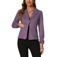 thumbnail image 1 of INSPIRE CHIC Women's Faux Suede Button up Casual Open Front Drawstring Long Sleeve Blazer L Gray Purple, 1 of 4