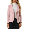 thumbnail image 1 of INSPIRE CHIC Women's Faux Suede Drape Blazer Collar Long Sleeves Open Front Jacket L Pink, 1 of 6
