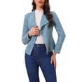 thumbnail image 1 of INSPIRE CHIC Women's Faux Suede Drape Blazer Collar Long Sleeves Open Front Jacket XL Gray Blue, 1 of 6