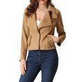 thumbnail image 1 of INSPIRE CHIC Women's Faux Suede Jackets Lapel Collar Moto Biker Jacket, 1 of 5