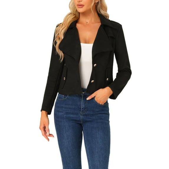 INSPIRE CHIC Women's Faux Suede Jackets Lapel Collar Moto Biker Jacket