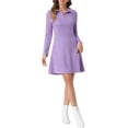 thumbnail image 1 of INSPIRE CHIC Women's Faux Suede Lapel Neck Long Sleeve A-Line Dress S Purple, 1 of 6