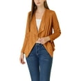 thumbnail image 1 of Allegra K Women's Faux Suede Long Sleeve Draped Front Moto Jacket, 1 of 7