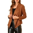 thumbnail image 1 of Allegra K Women's Faux Suede Long Sleeve Draped Front Moto Jacket, 1 of 7