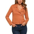 thumbnail image 1 of INSPIRE CHIC Women's Motorcycle Jacket Faux Suede Solid Color Asymmetric Zipper Jacket S Orange, 1 of 6