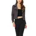 thumbnail image 1 of INSPIRE CHIC Women's Motorcycle Jacket Faux Suede Solid Color Asymmetric Zipper Jacket XL Dark Gray, 1 of 6