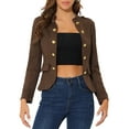 thumbnail image 1 of INSPIRE CHIC Women's Faux Suede Open Front Long Sleeve Button Decor Steampunk Jacket L Coffee, 1 of 6