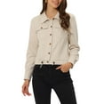 thumbnail image 1 of INSPIRE CHIC Women's Faux Suede Jacket Point Collar Button Down Cropped Sanded Moto Biker Coat L Beige, 1 of 6
