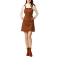 thumbnail image 1 of Allegra K Women's Faux Suede Zipper Front Elegant Pinafore Overall Mini Dress, 1 of 5