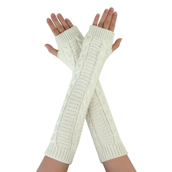 INSPIRE CHIC Women's Fingerless Thumbhole Elbow Length Arm Knitted Gloves