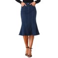thumbnail image 1 of INSPIRE CHIC Mother's Day Women's Skirts Fishtail Bodycon High Waist Midi Jean Denim Skirt XL Black, 1 of 6