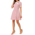 thumbnail image 1 of Allegra K Women's Fit and Flare Contrast Color Bowtie Neck Dresses, 1 of 6
