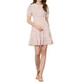 thumbnail image 1 of INSPIRE CHIC Women's Fit and Flare Peter Pan Collar Floral Dresses L Pink, 1 of 5