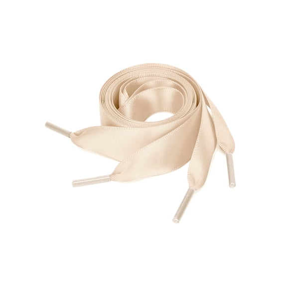 Women's Extra Wide Shoestrings Flat Satin Ribbon Shoelaces for Sneakers 2 Pairs Nude Color 130cm/51.2"