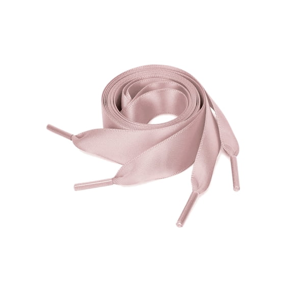 Women's Extra Wide Shoestrings Flat Satin Ribbon Shoelaces for Sneakers 2 Pairs Pale Pinkish Gray 140cm/55.1"