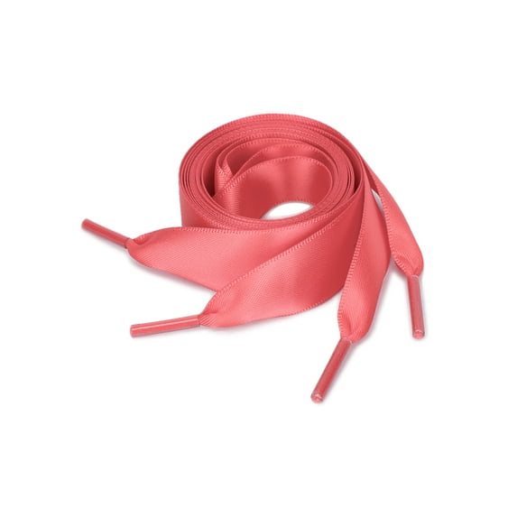 Women's Extra Wide Shoestrings Flat Satin Ribbon Shoelaces for Sneakers 2 Pairs Watermelon Red 140cm/55.1"