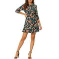 thumbnail image 1 of INSPIRE CHIC Women's Floral 3/4 Sleeves Tie Waist Ruffle Faux Wrap Dress, 1 of 5