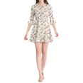 thumbnail image 1 of Allegra K Women's Floral Bell 3/4 Sleeves Tie Neck Ruffle Hem Dresses, 1 of 5