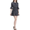thumbnail image 1 of INSPIRE CHIC Women's Floral Bell 3/4 Sleeves Tie Neck Ruffle Hem Dresses, 1 of 6