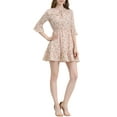 thumbnail image 1 of Allegra K Women's Floral Bell 3/4 Sleeves Tie Neck Ruffle Hem Dresses, 1 of 6