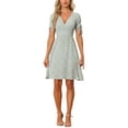 thumbnail image 1 of INSPIRE CHIC Women's Floral Boho Wrap V Neck Short Sleeve A-Line Summer Dress, 1 of 5
